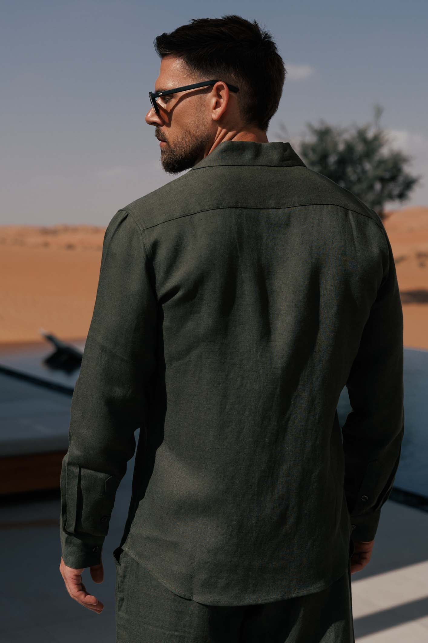 LINEN SHIRT - OLIVE
