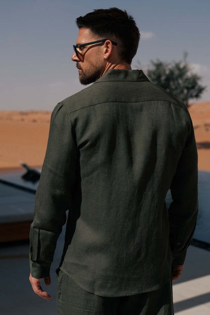 LINEN SHIRT - OLIVE