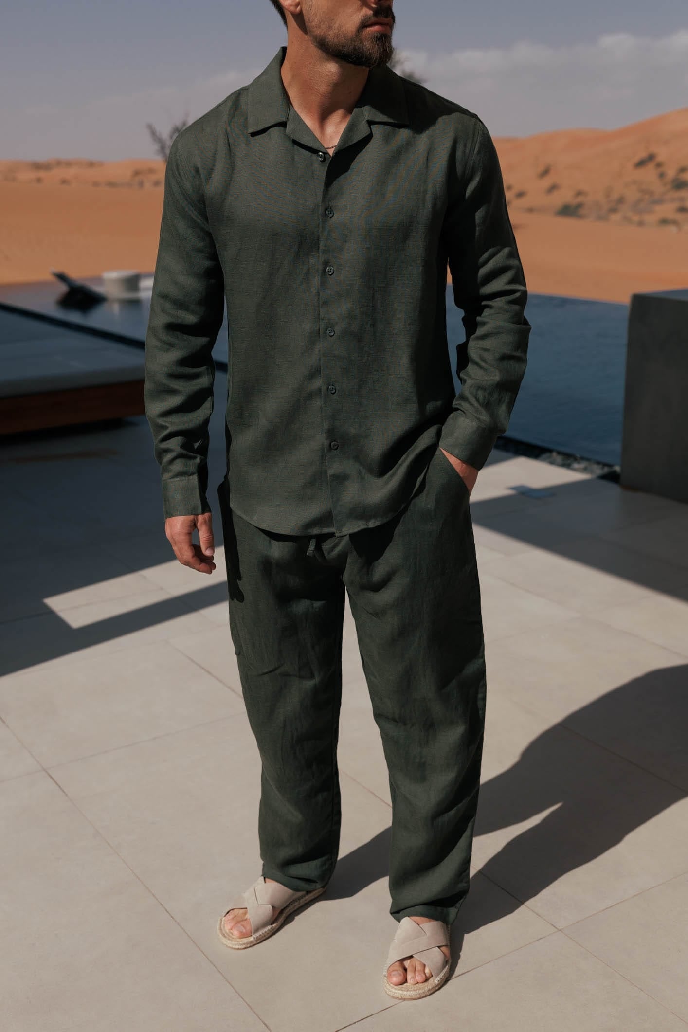 LINEN SHIRT - OLIVE