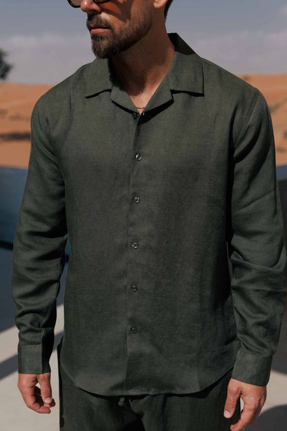 LINEN SHIRT - OLIVE