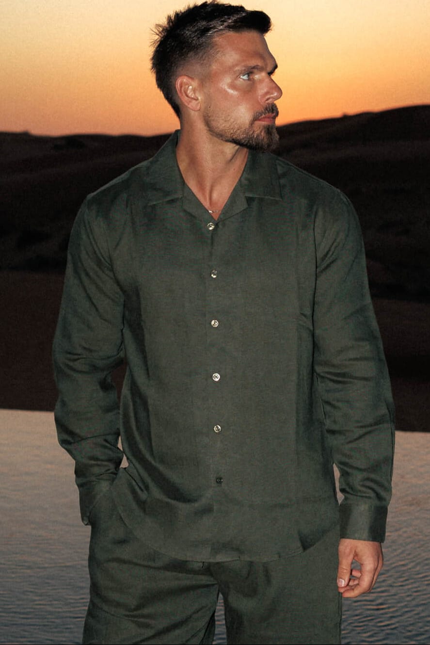 LINEN SHIRT - OLIVE