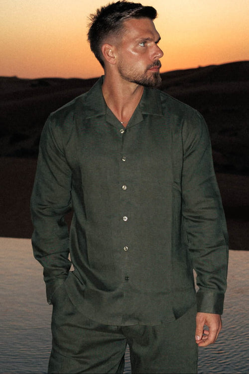 LINEN SHIRT - OLIVE