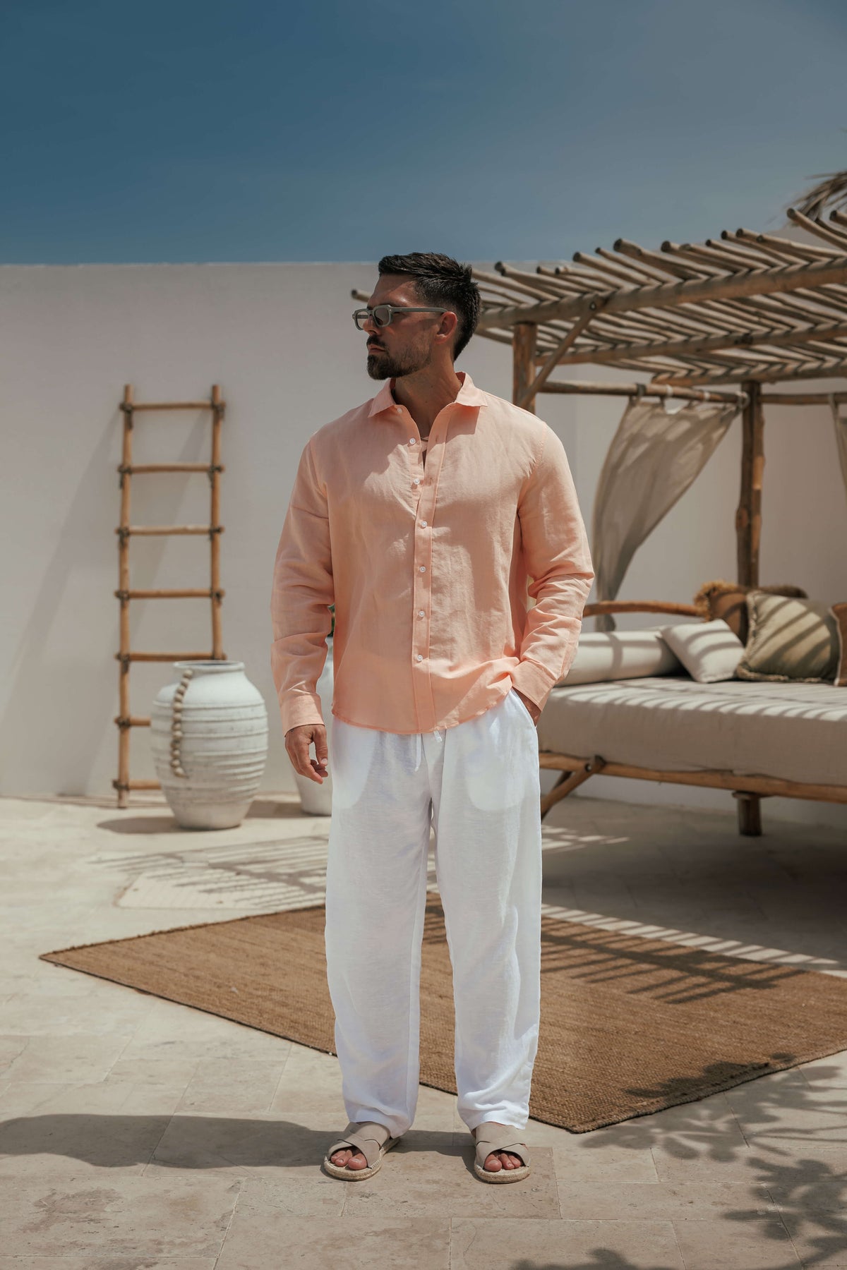 LUXE LINEN SHIRT - SALMON