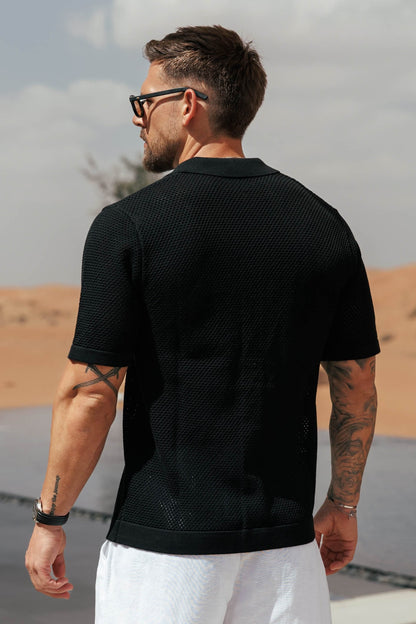 PEAK KNIT SHIRT - BLACK