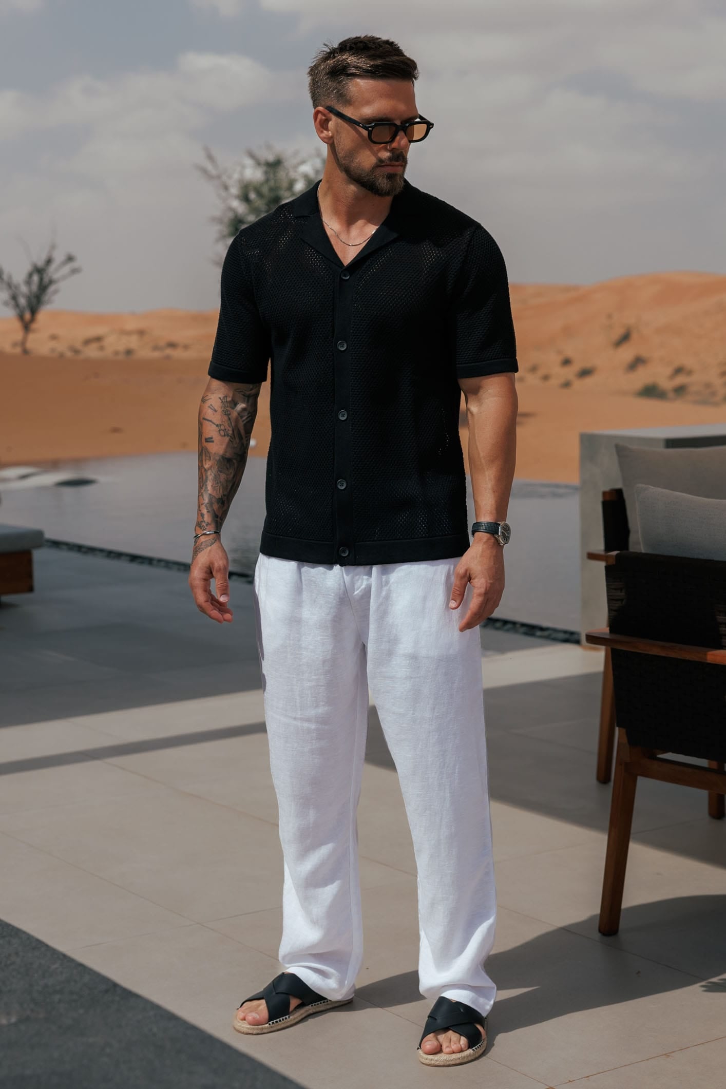 PEAK KNIT SHIRT - BLACK