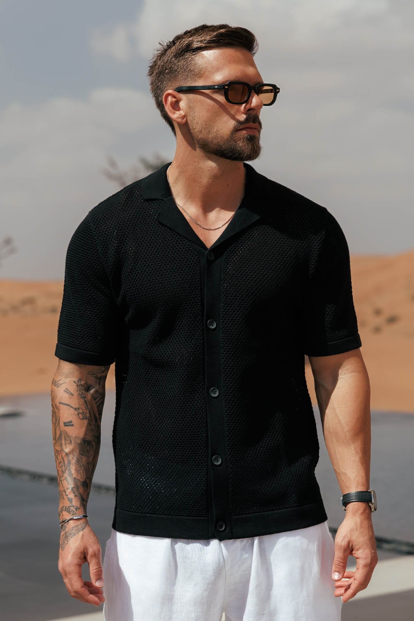 PEAK KNIT SHIRT - BLACK
