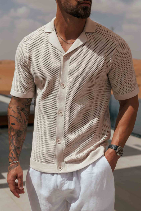 PEAK KNIT SHIRT - CREAM