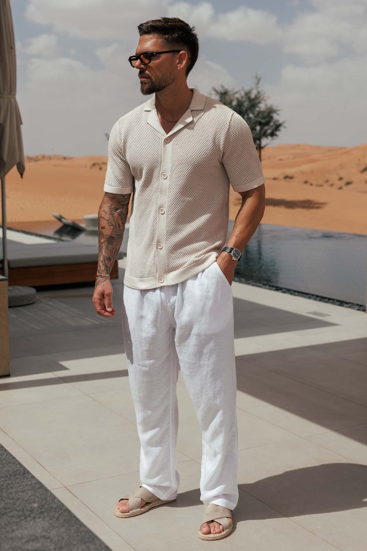 PEAK KNIT SHIRT - CREAM