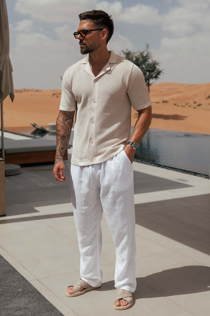 PEAK KNIT SHIRT - CREAM