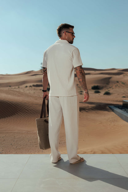 PLEATED SHIRT - BEIGE