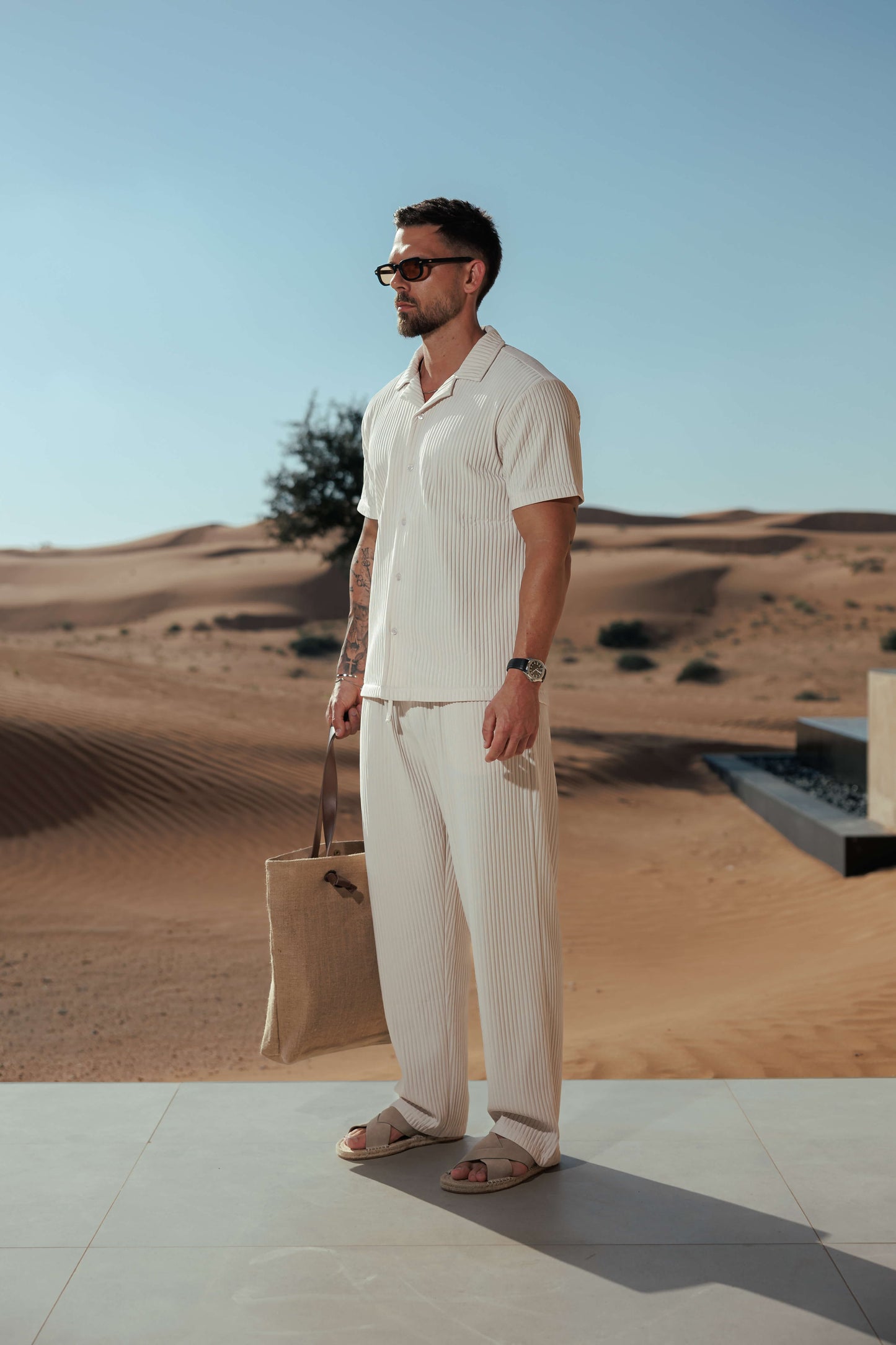 PLEATED SHIRT - BEIGE
