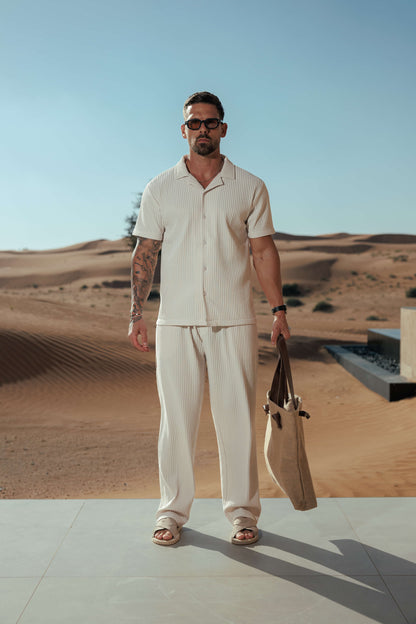 PLEATED SHIRT - BEIGE