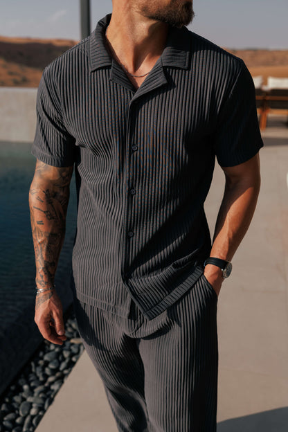 PLEATED SHIRT - GREY