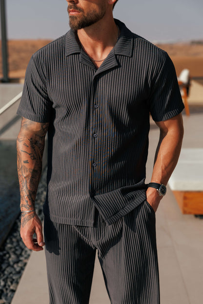 PLEATED SHIRT - GREY