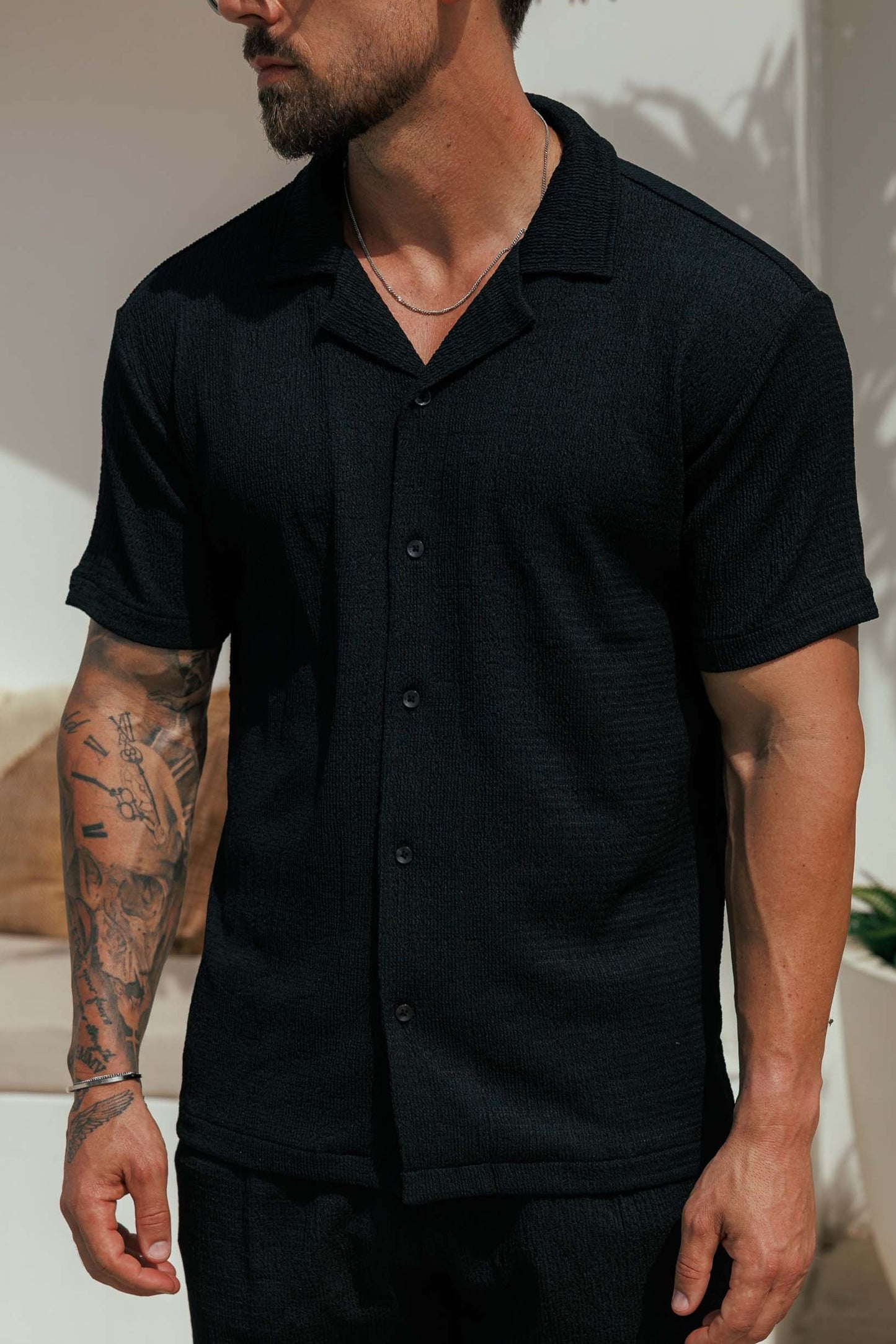 TEXTURED SHIRT - BLACK