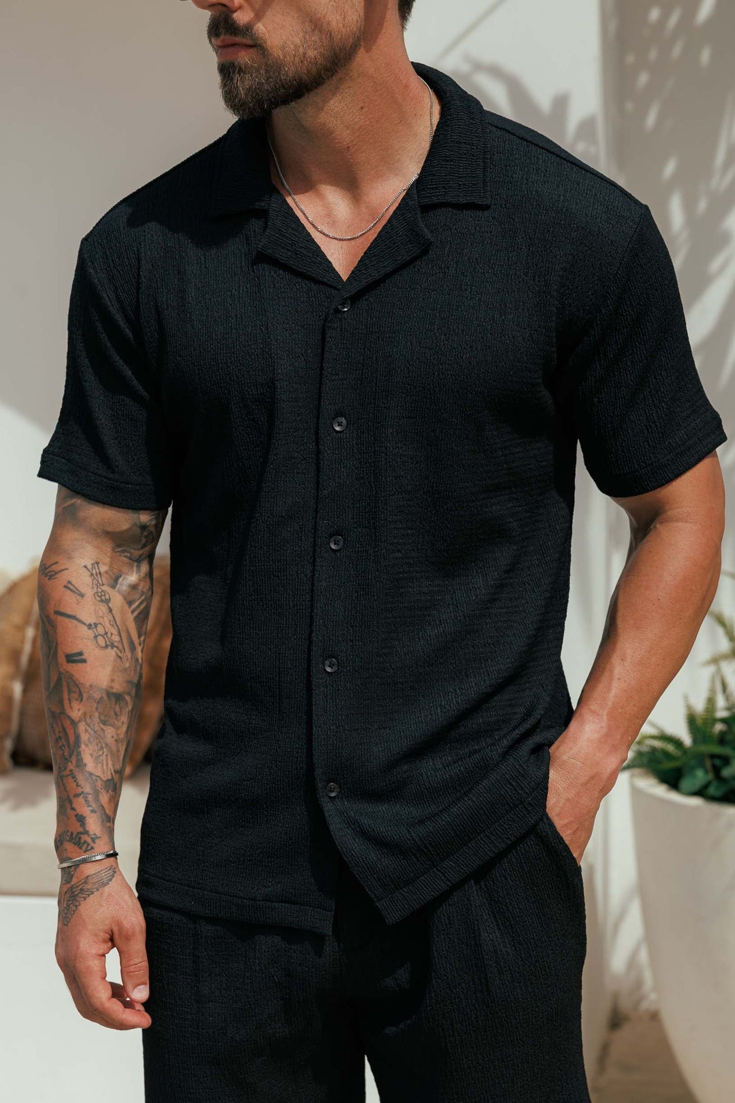 TEXTURED SHIRT - BLACK