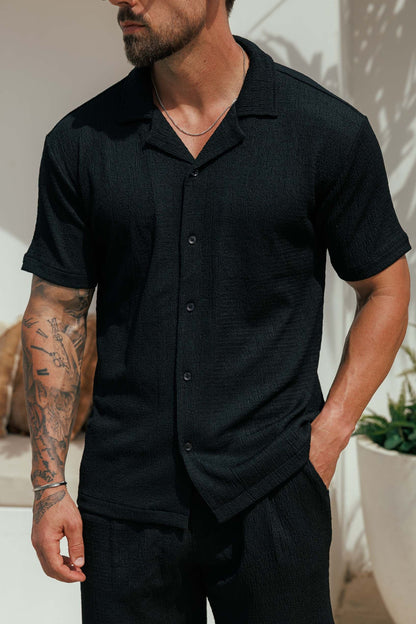 TEXTURED SHIRT - BLACK