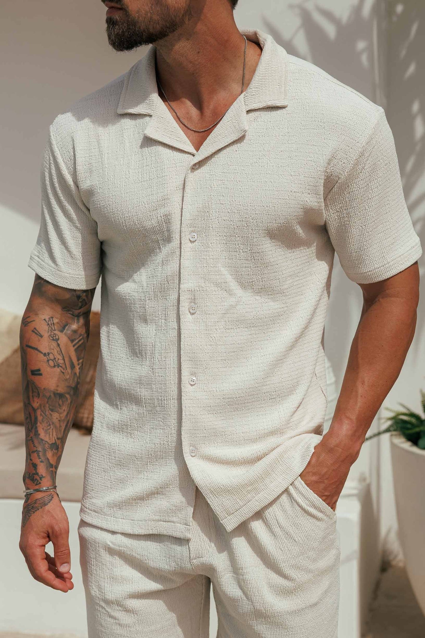 TEXTURED SHIRT - CREAM
