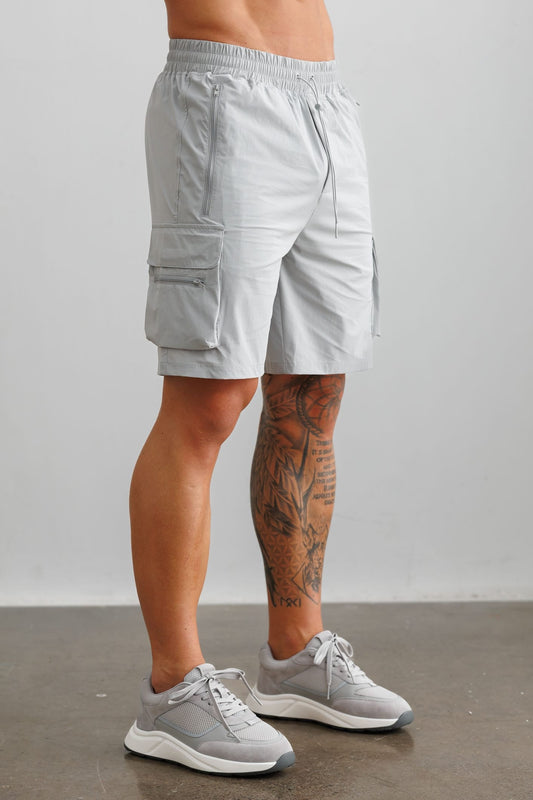 TECHNICAL CARGO SHORTS - LIGHT GREY