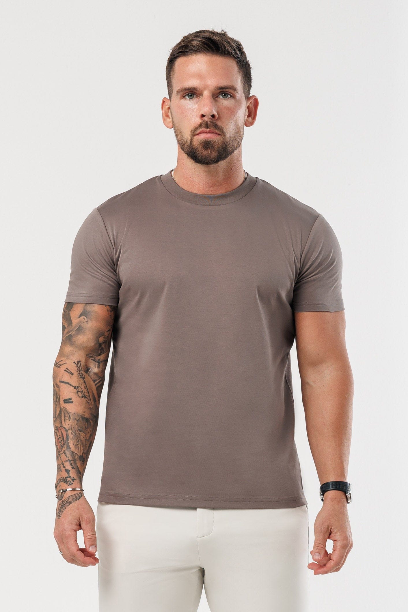 LUXE MERCERISED T-SHIRT - BROWN