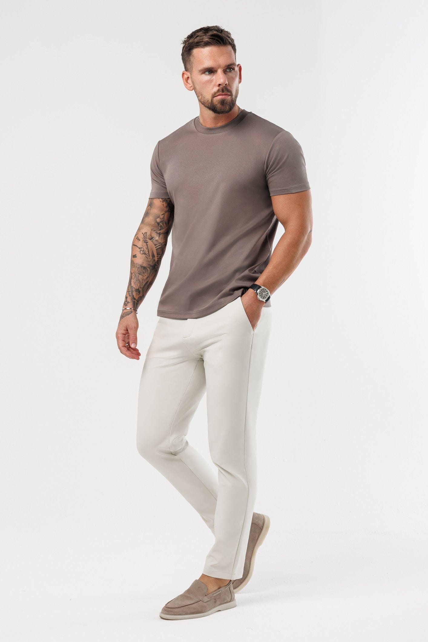 LUXE MERCERISED T-SHIRT - BROWN