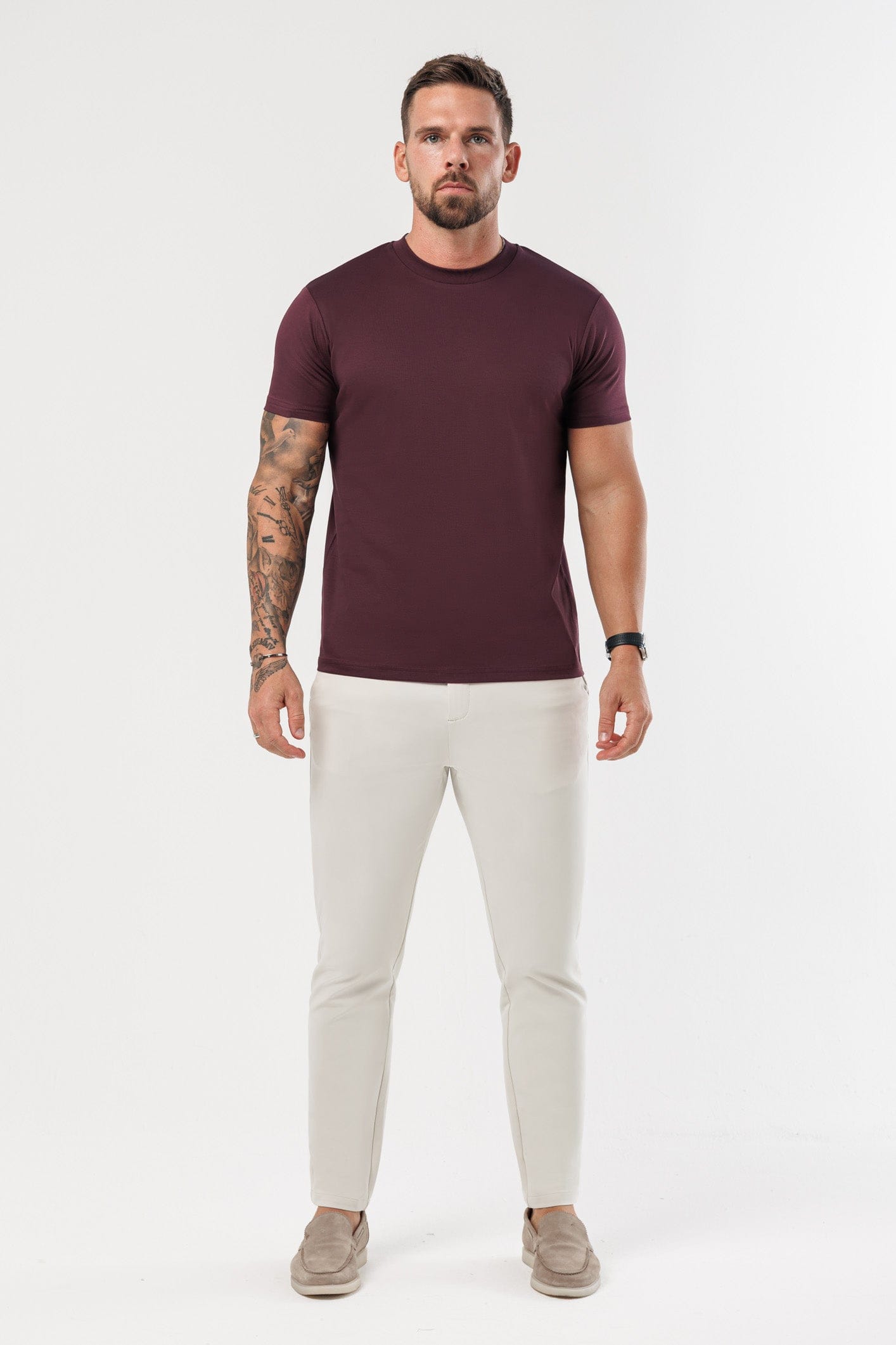 LUXE MERCERISED T-SHIRT - BURGUNDY