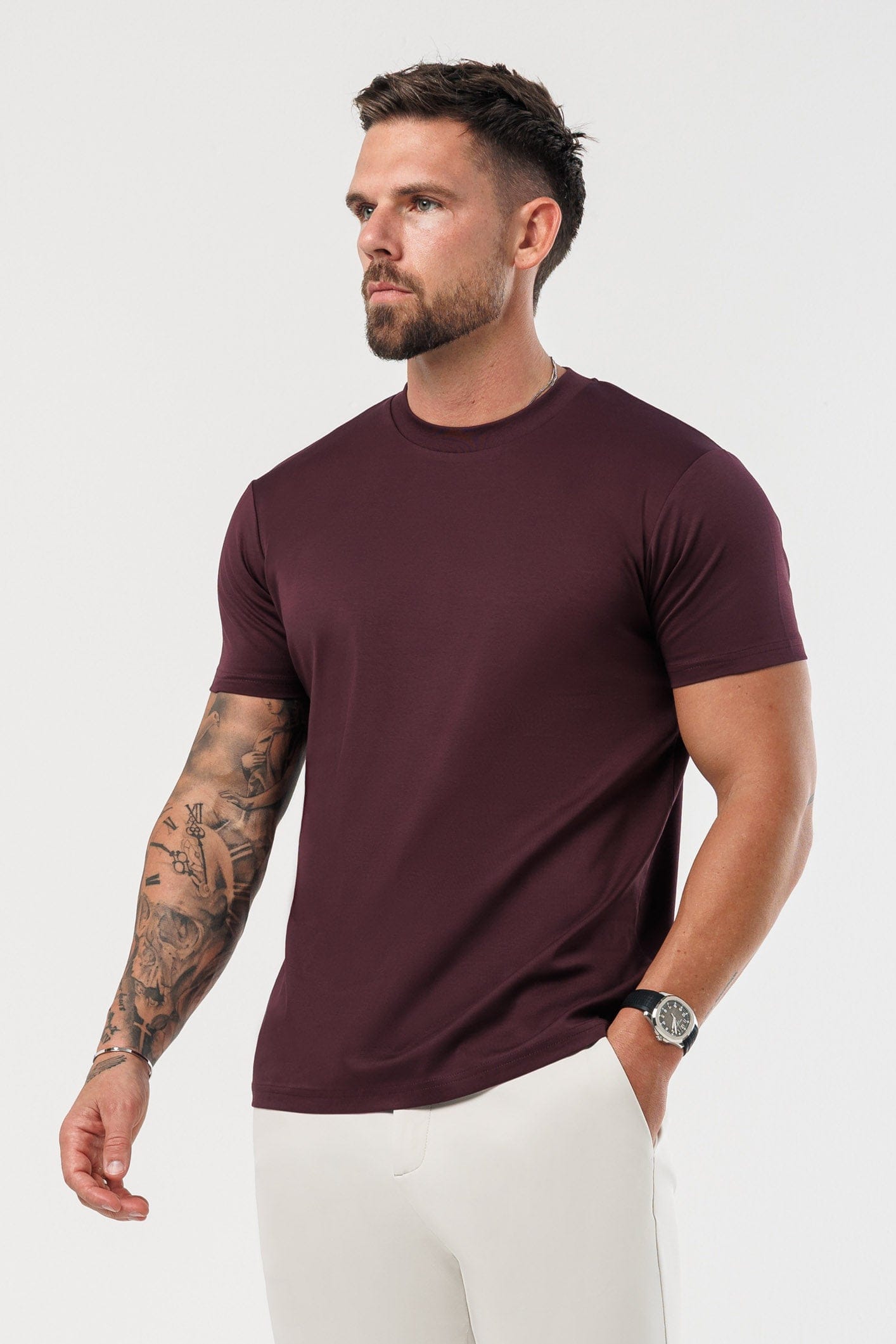 LUXE MERCERISED T-SHIRT - BURGUNDY