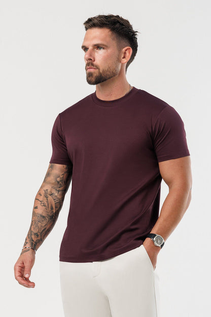 LUXE MERCERISED T-SHIRT - BURGUNDY