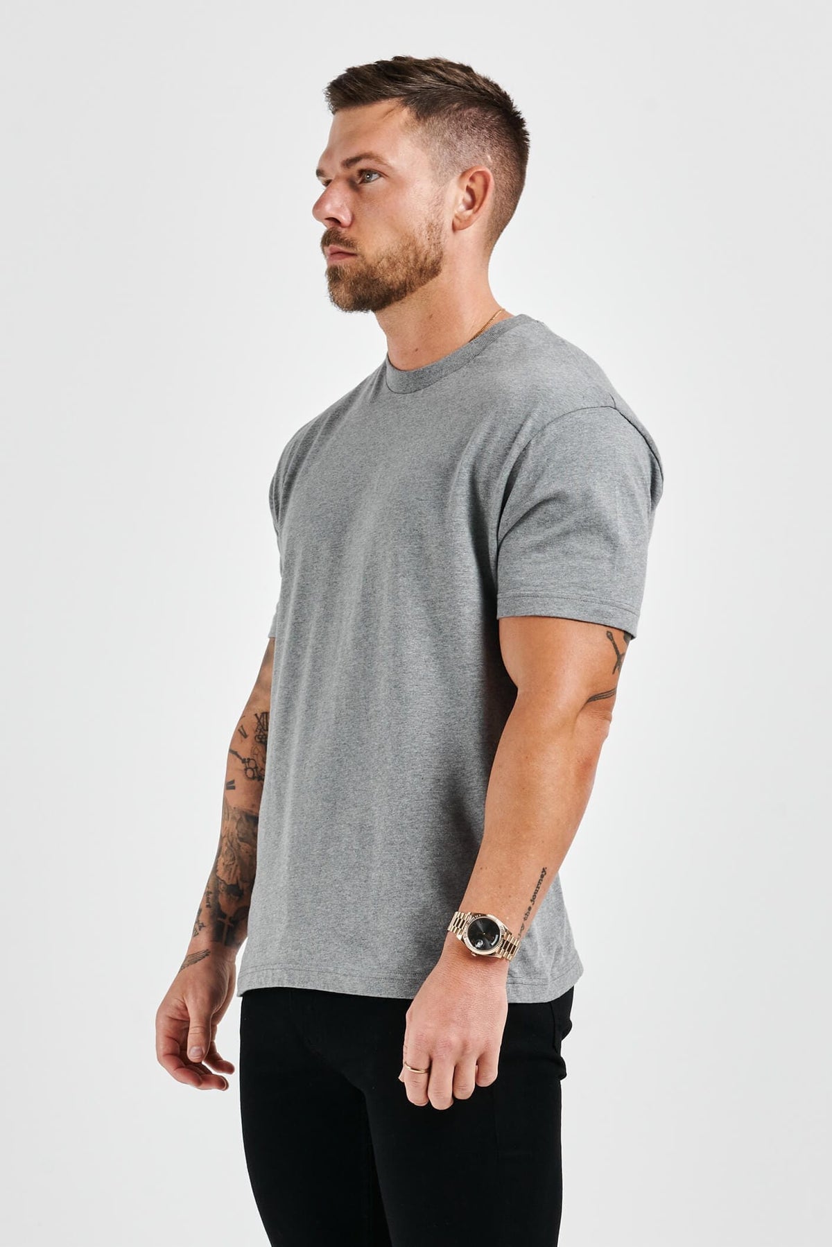 PREMIUM BASICS T-SHIRT (NO LOGO) - DARK GREY MARL