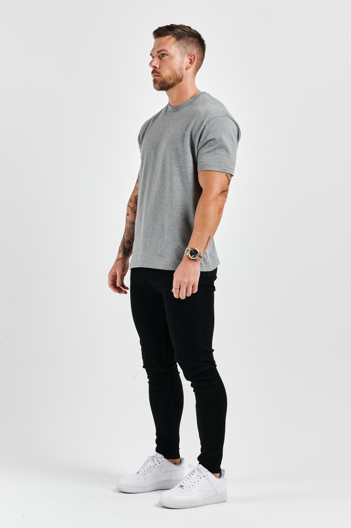 PREMIUM BASICS T-SHIRT (NO LOGO) - DARK GREY MARL
