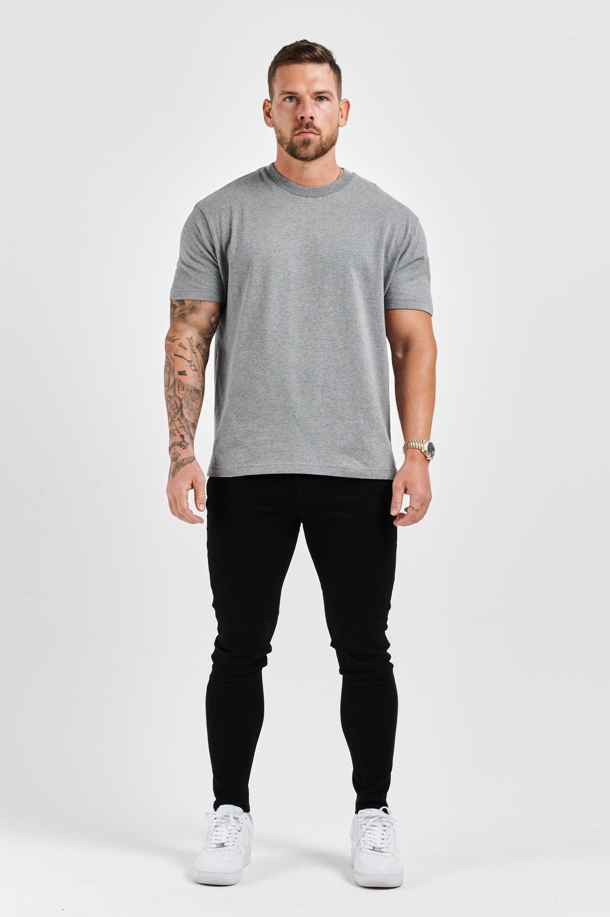 PREMIUM BASICS T-SHIRT (NO LOGO) - DARK GREY MARL