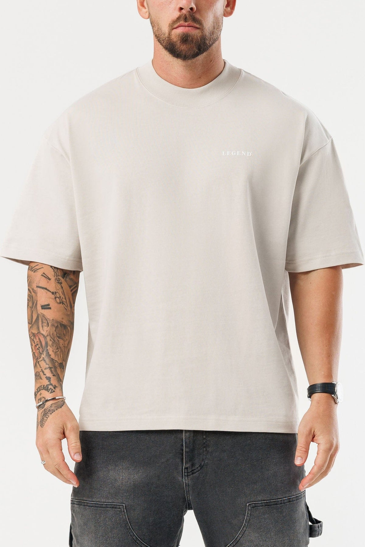PRINT OVERSIZED T-SHIRT - BEIGE