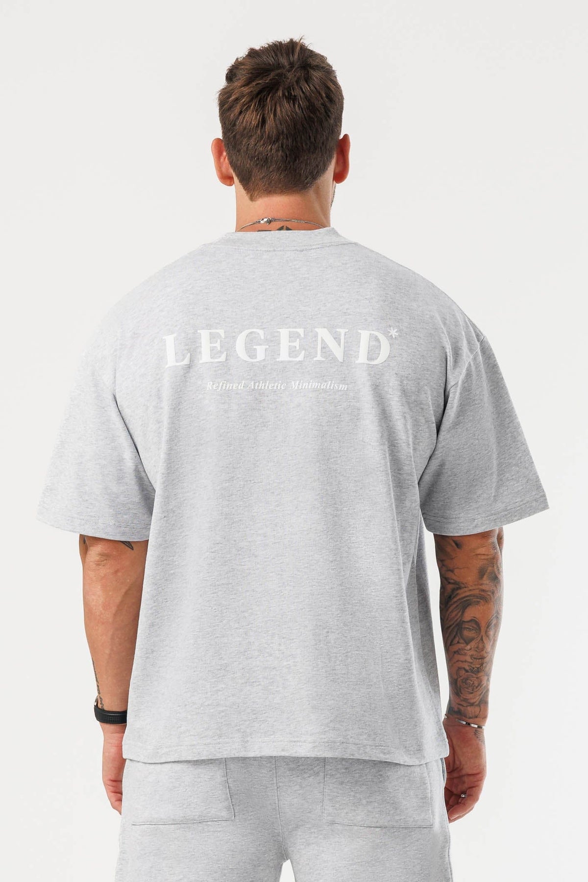PRINT OVERSIZED T-SHIRT - GREY MARL