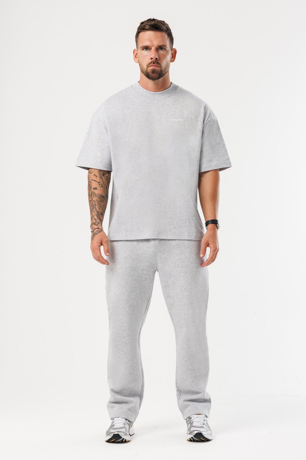 PRINT OVERSIZED T-SHIRT - GREY MARL