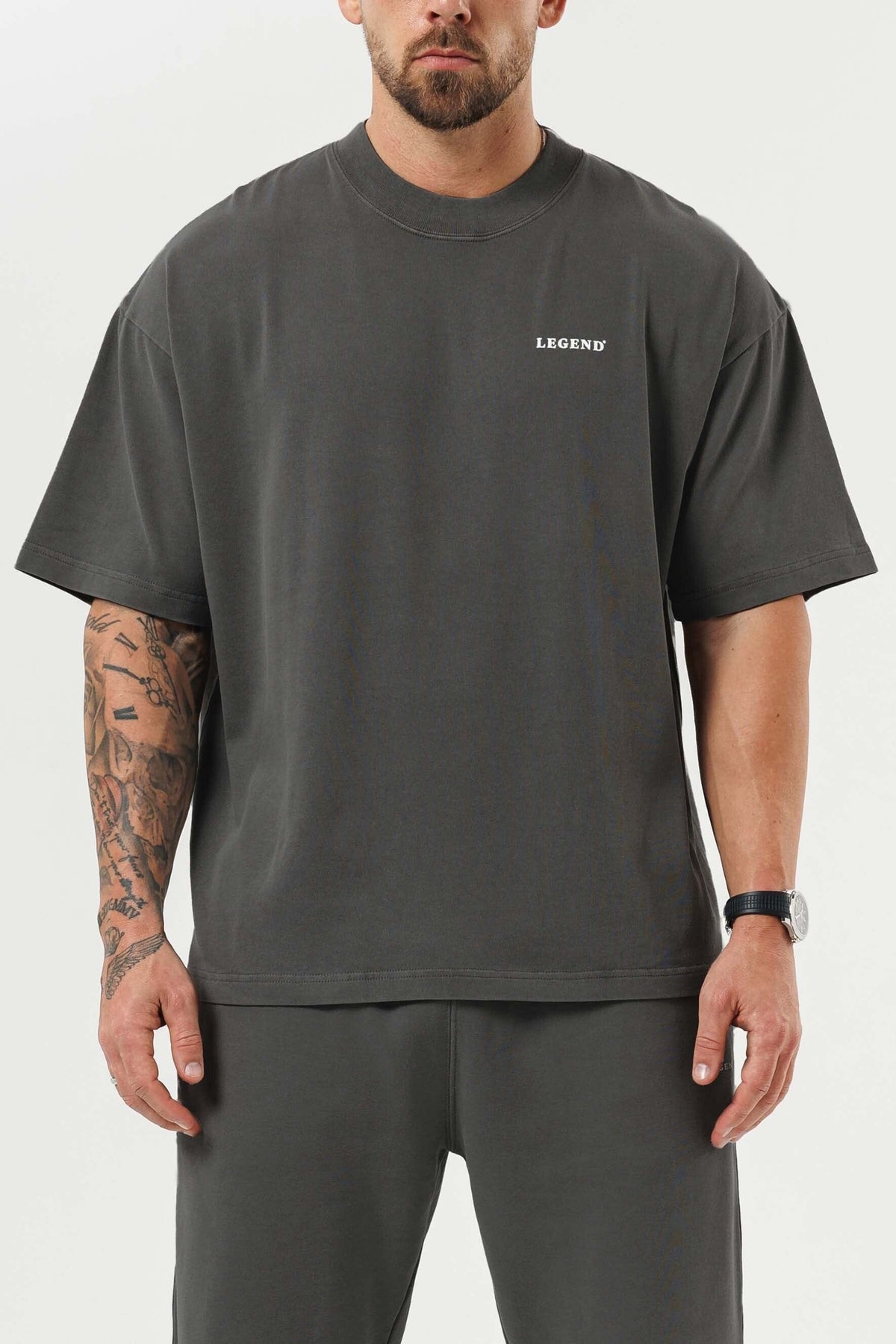PRINT OVERSIZED T-SHIRT - GUN METAL