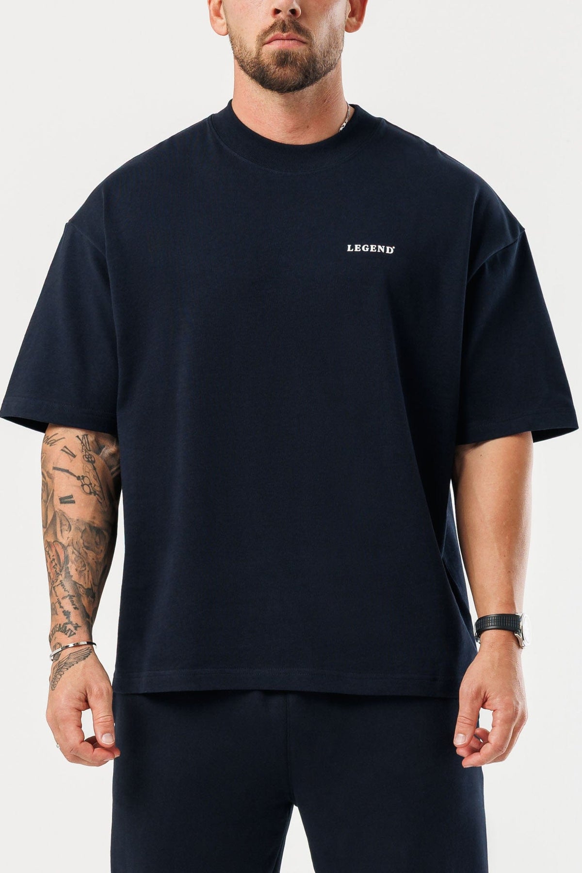 PRINT OVERSIZED T-SHIRT - NAVY