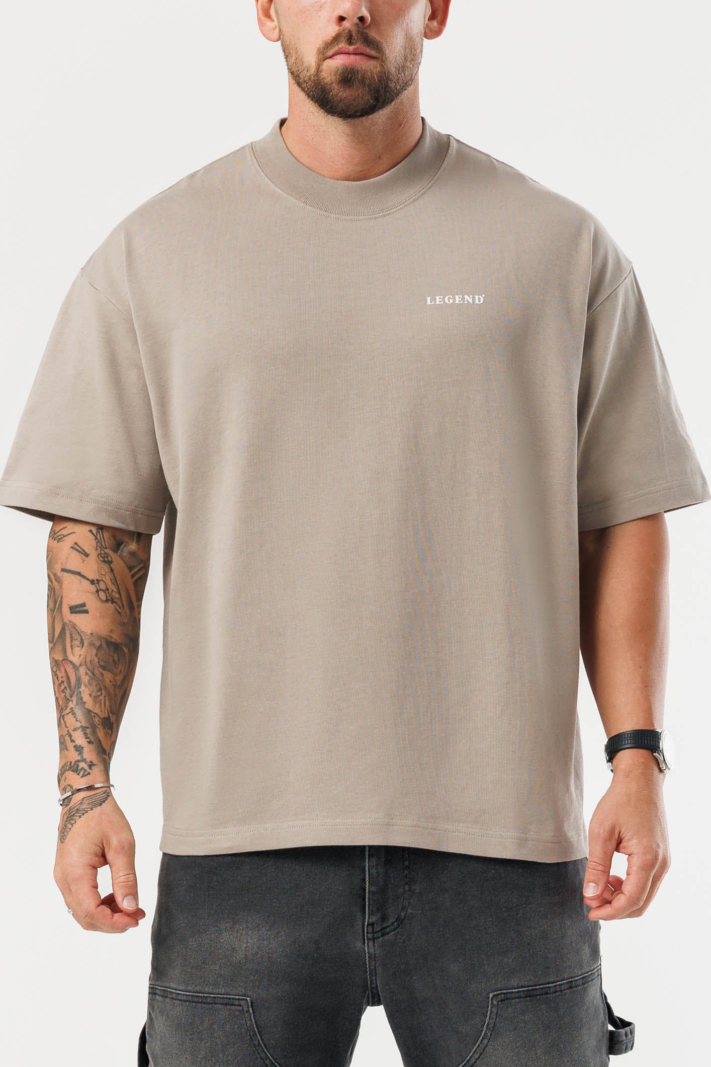 PRINT OVERSIZED T-SHIRT - VINTAGE KHAKI