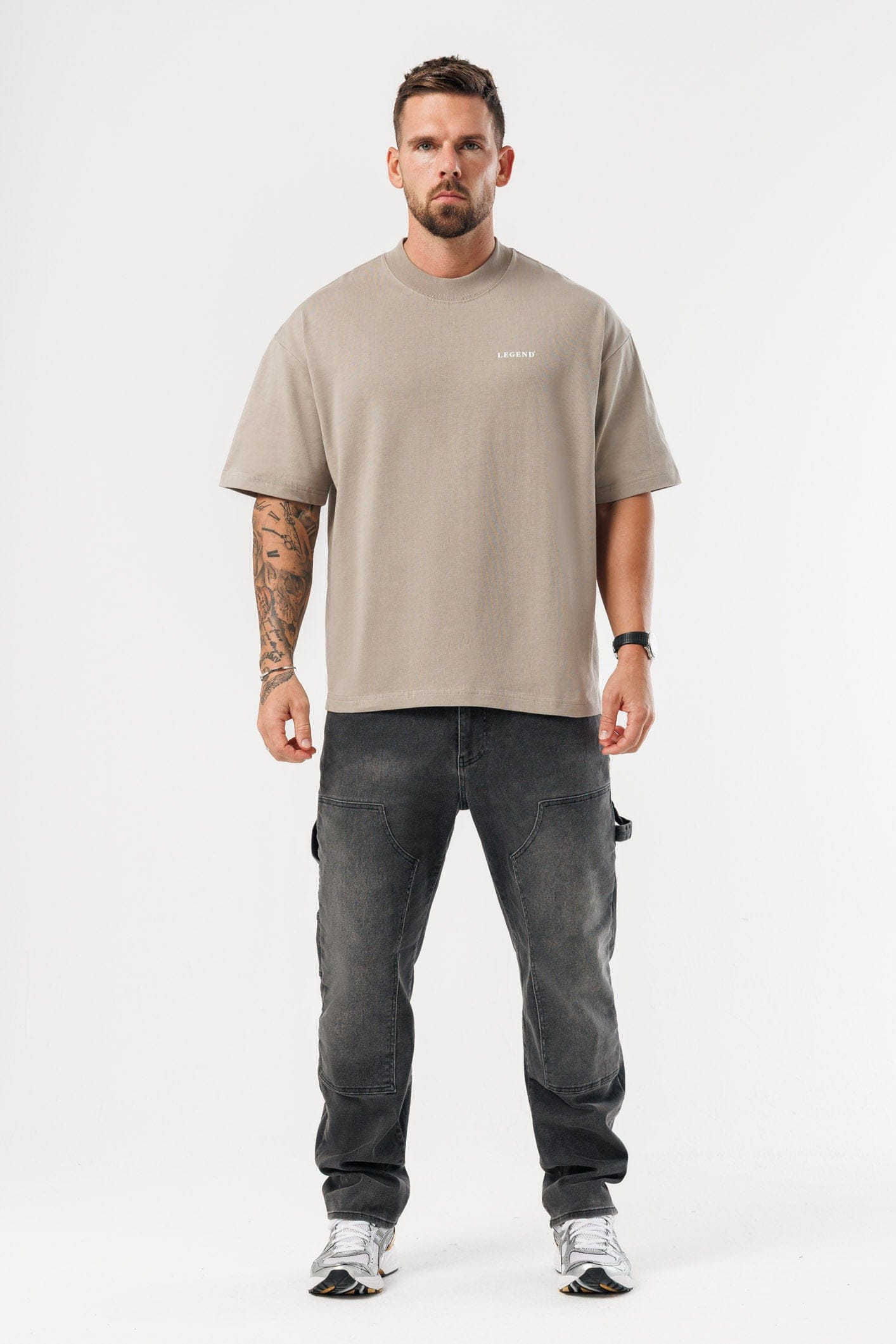PRINT OVERSIZED T-SHIRT - VINTAGE KHAKI