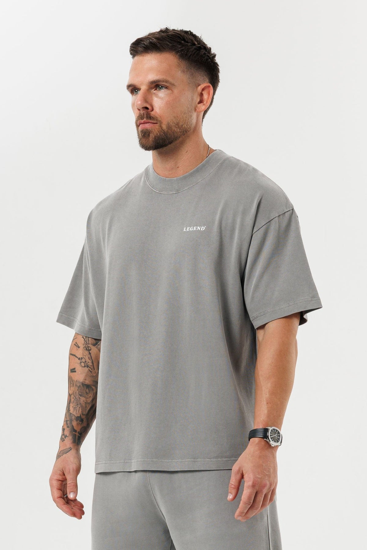 PRINT OVERSIZED T-SHIRT - WASHED GREY