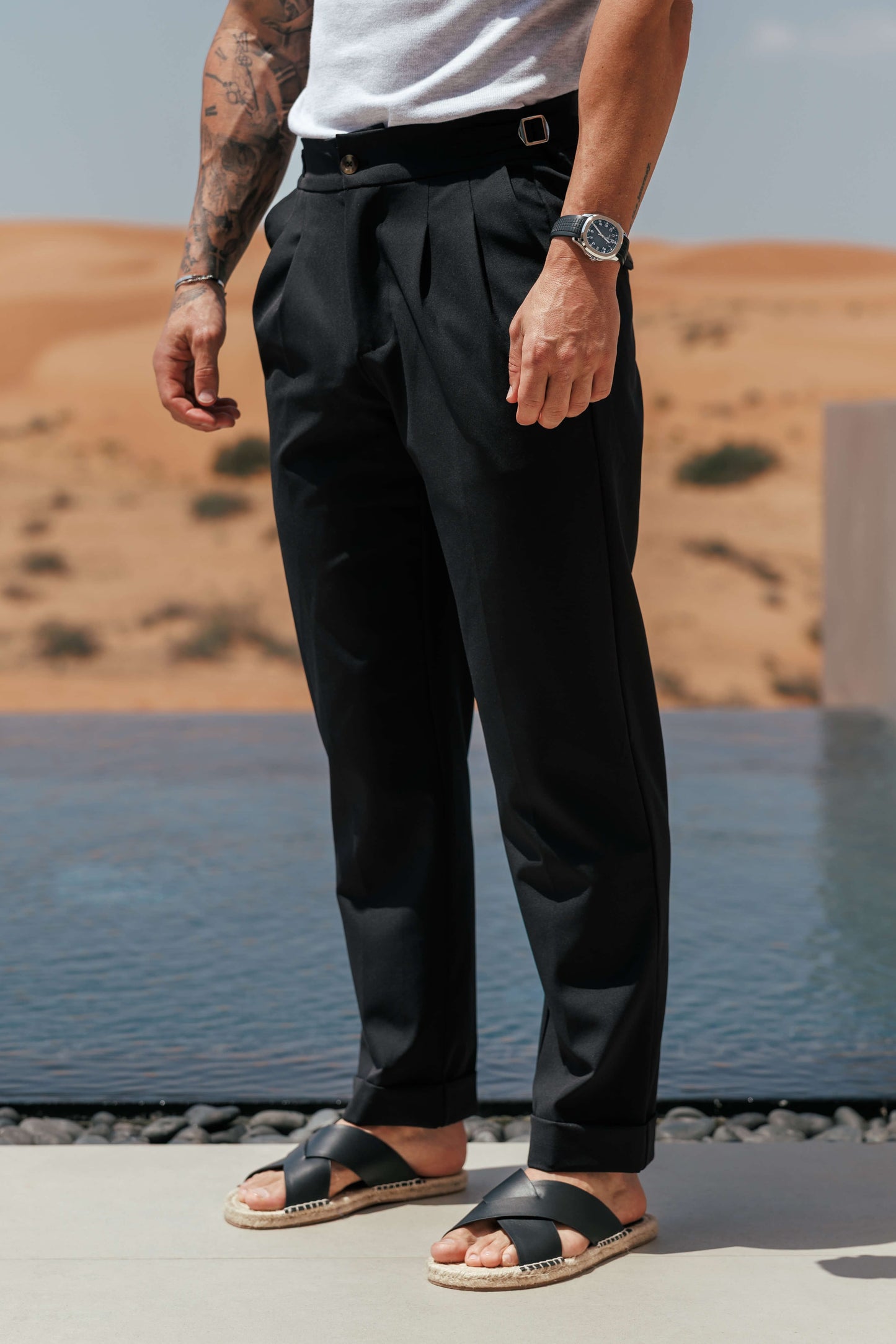 PREMIUM SIDE CINCH TROUSER - BLACK