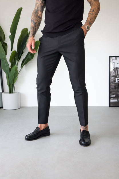 STRETCH WOVEN TROUSER - BLACK