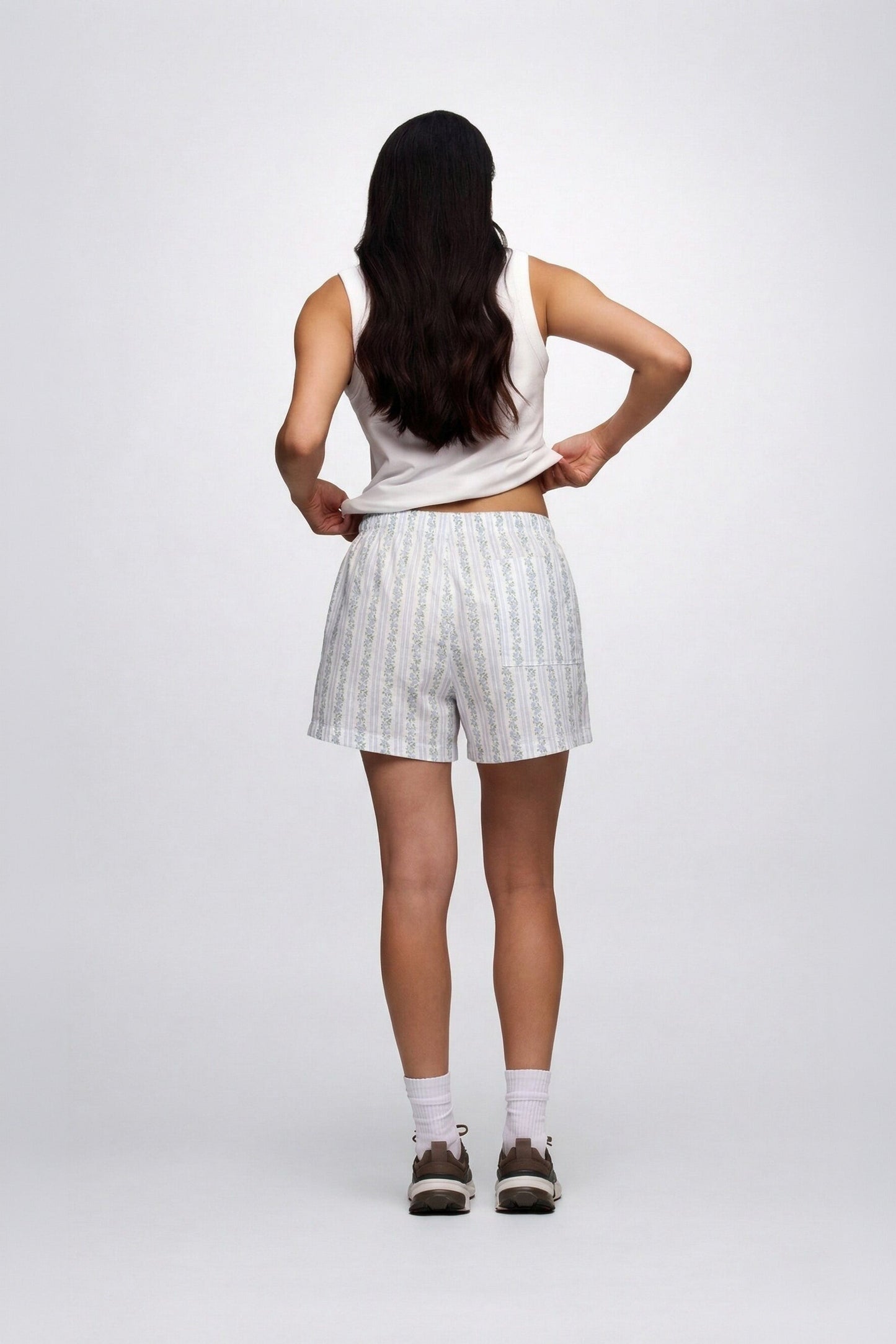 Poplin Short | Floral Stripe